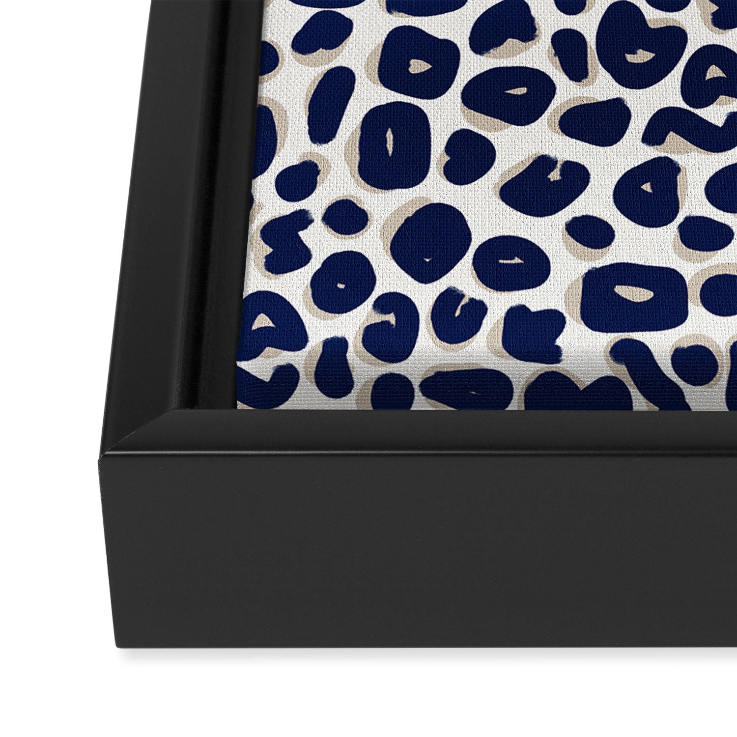 Leopard Print Abstractions - Navy Framed Canvas Print Gallery Image 3