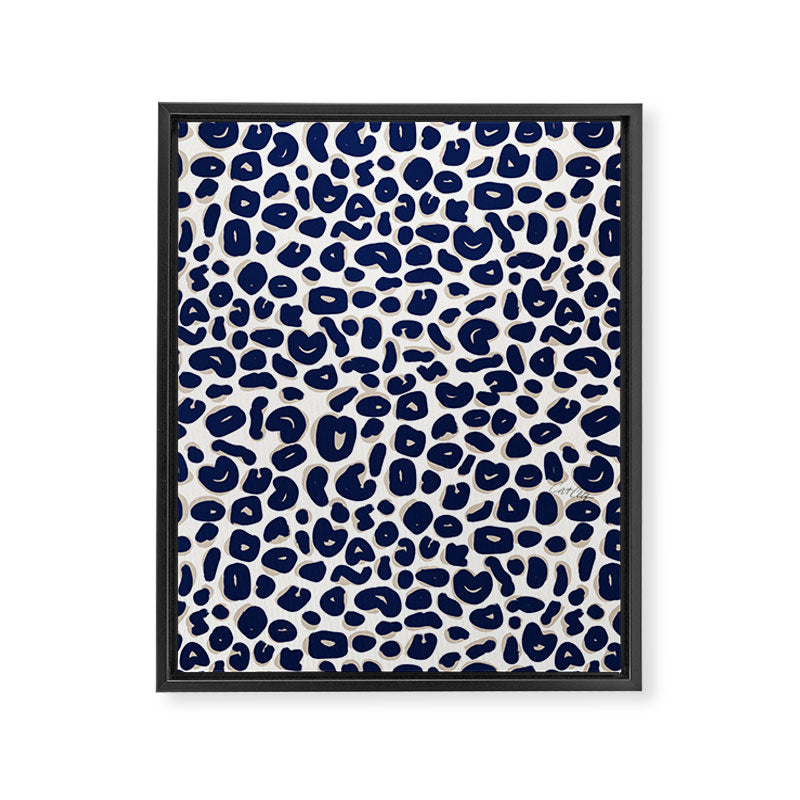 Leopard Print Abstractions - Navy Framed Canvas Print Gallery Image 8