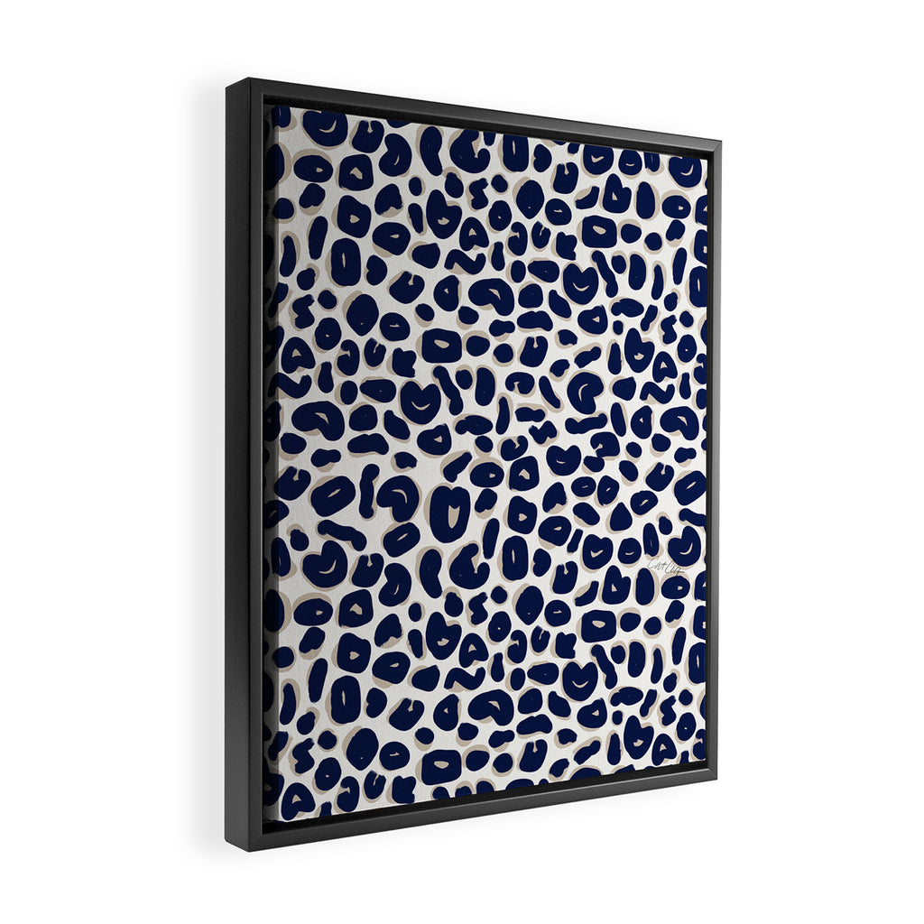 Leopard Print Abstractions - Navy Framed Canvas Print Gallery Image 2