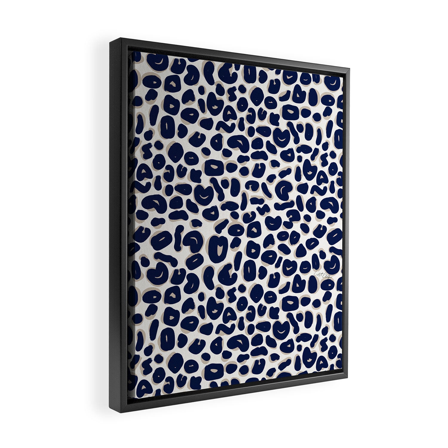 Leopard Print Abstractions - Navy Framed Canvas Print Gallery Image 2