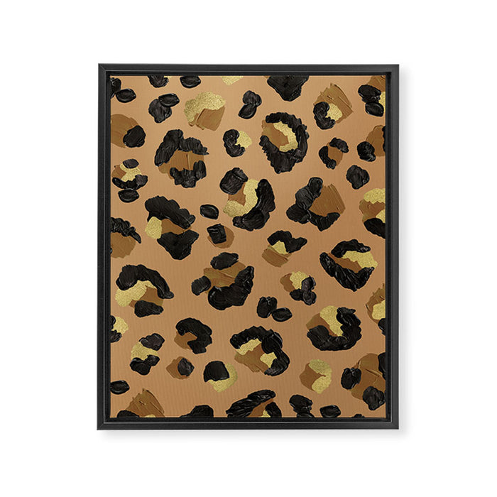 Leopard Print - Neutral & Gold Palette Framed Canvas Print Gallery Image 1