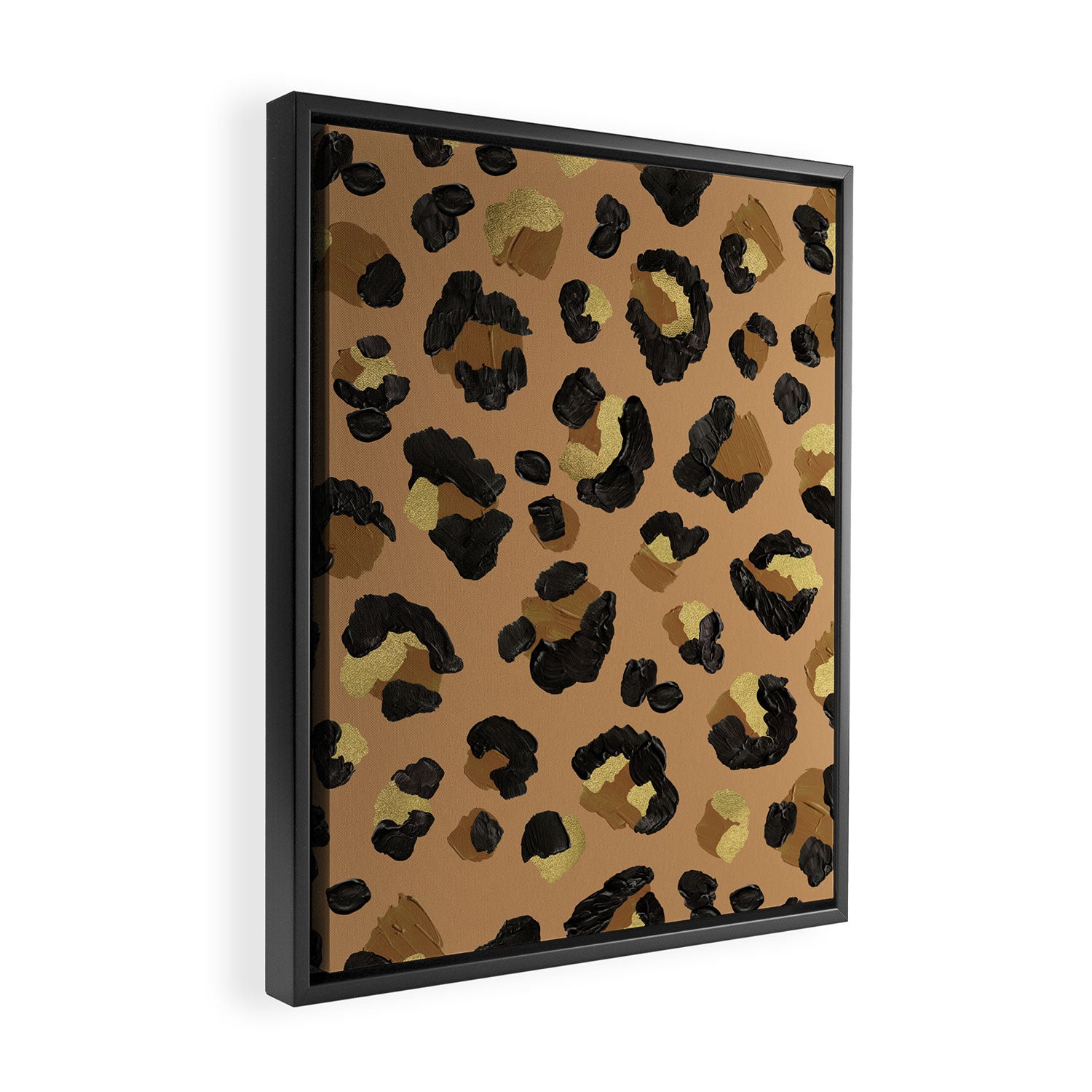 Leopard Print - Neutral & Gold Palette Framed Canvas Print Gallery Image 2