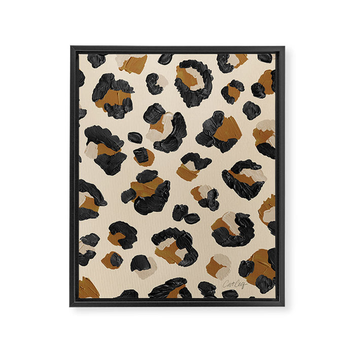 Leopard Print - Neutral Gold Light Palette Framed Canvas Print Gallery Image 1