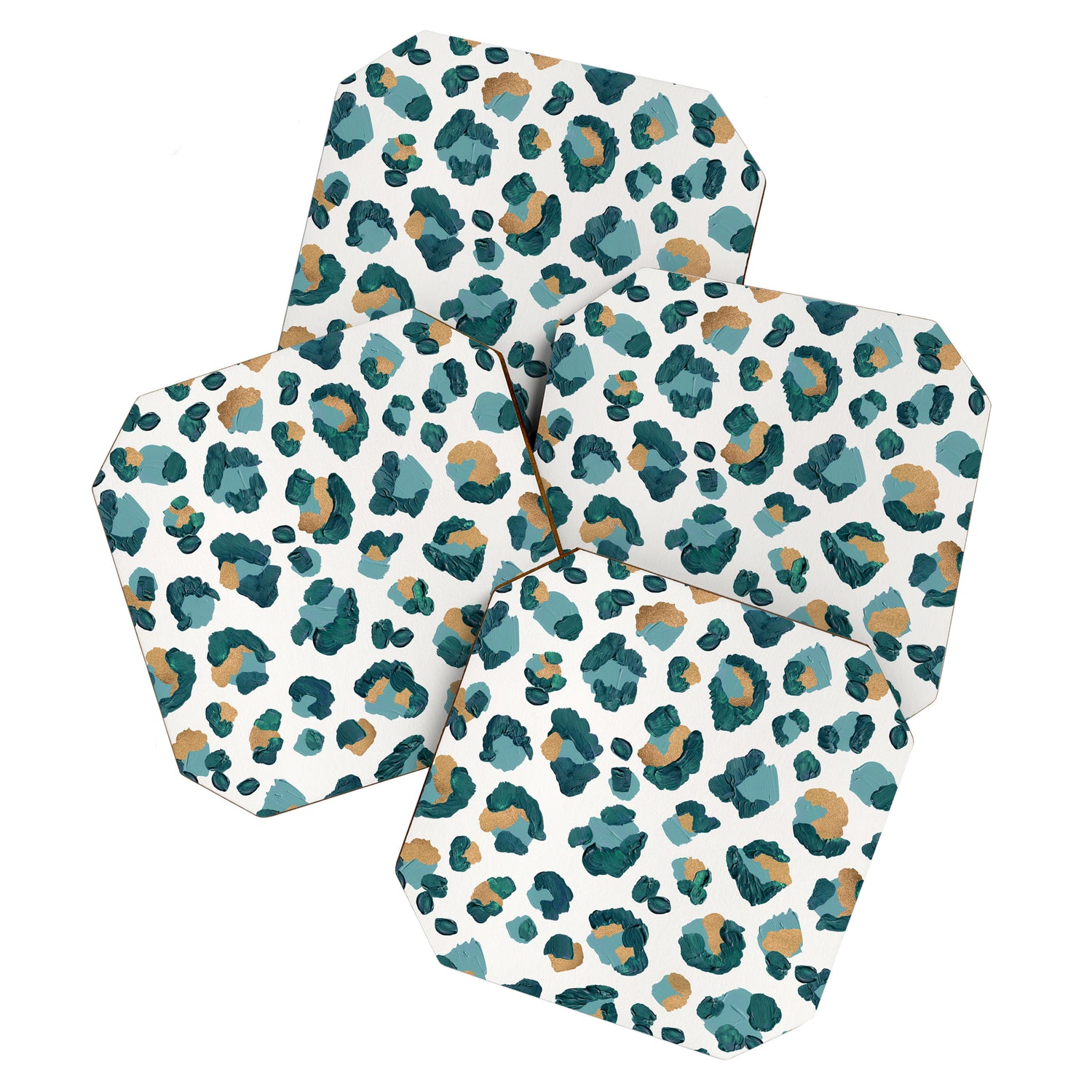 Leopard Print - Teal & Copper Coaster Gallery Image 1