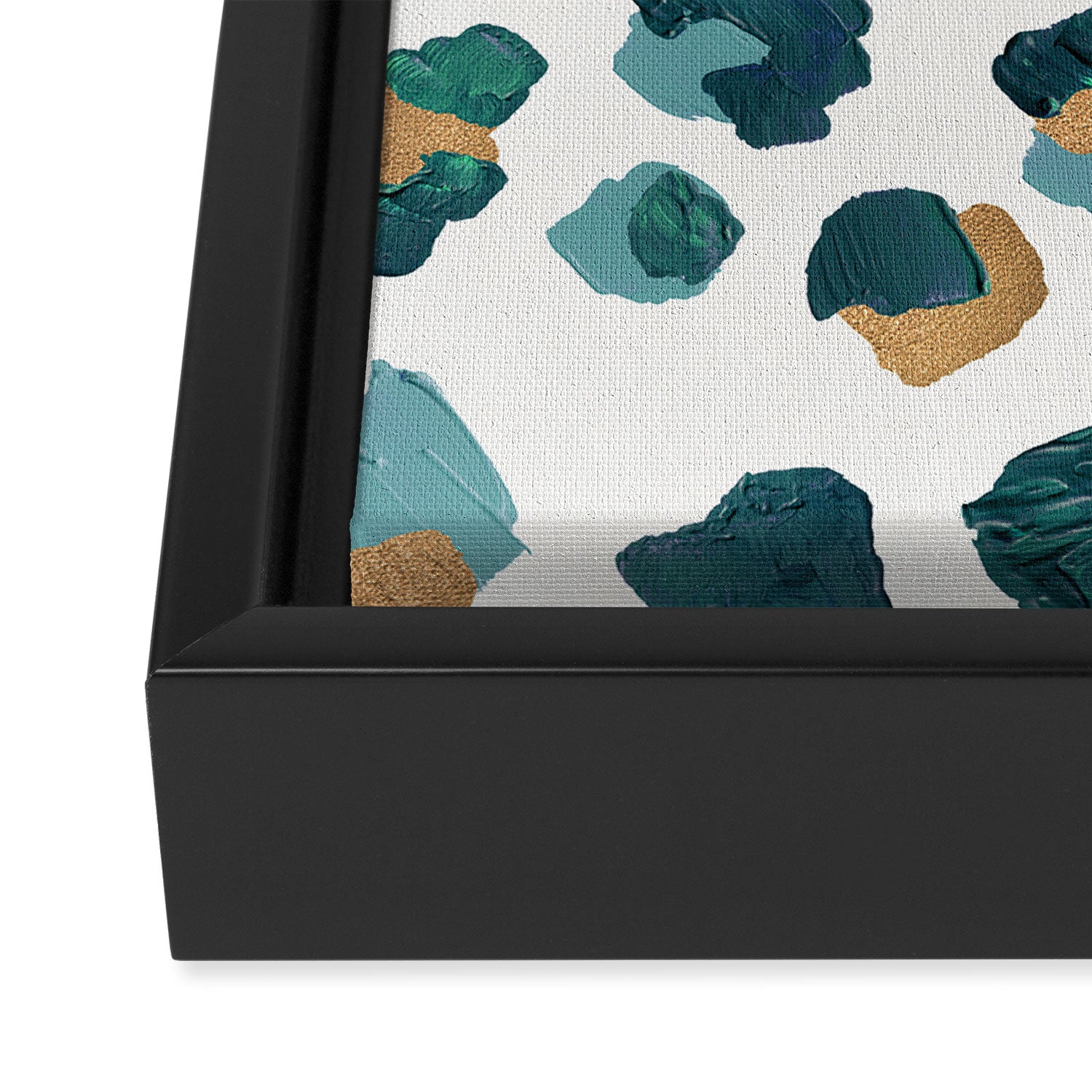 Leopard Print - Teal & Copper Framed Canvas Print Gallery Image 3