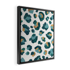 Leopard Print - Teal & Copper Framed Canvas Print Gallery Image 2