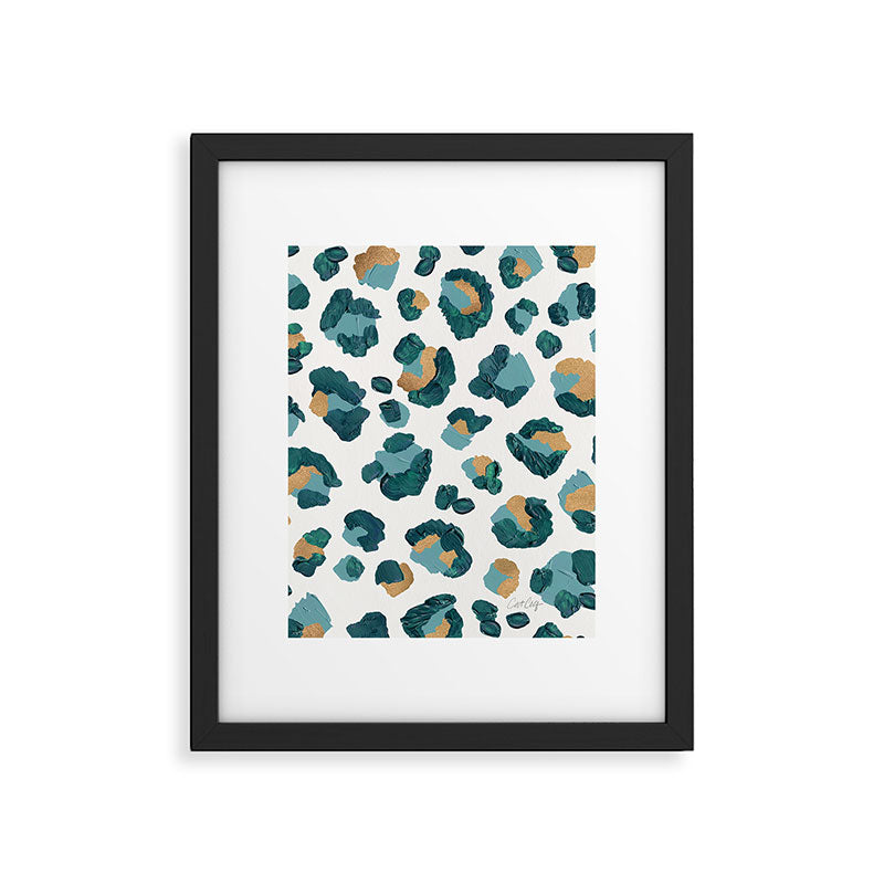 Leopard Print - Teal & Copper Framed Art Print Gallery Image 5