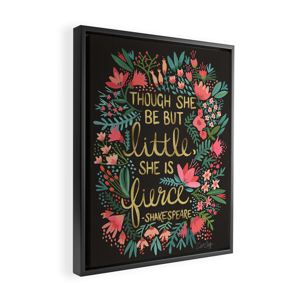 Little & Fierce on Charcoal Framed Canvas Print Gallery Image 2