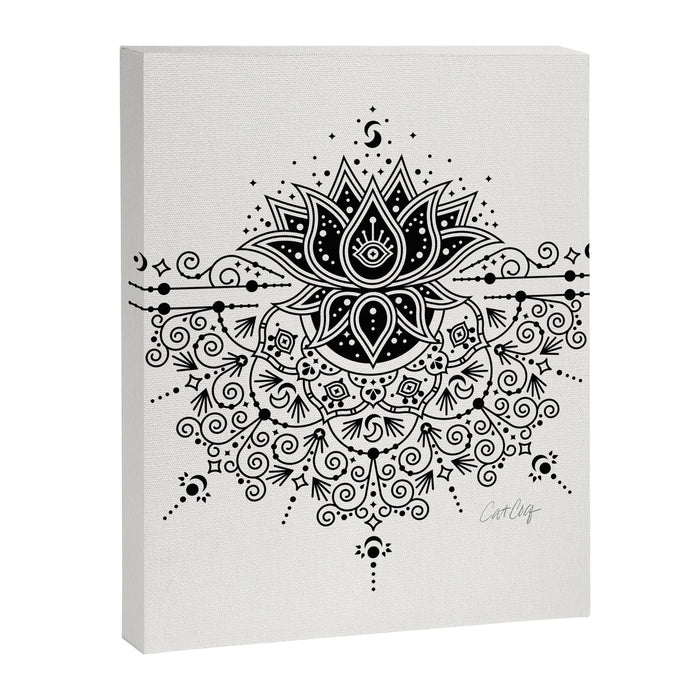 Lotus Blossom Mandala - Black Palette Canvas Print Gallery Image 1
