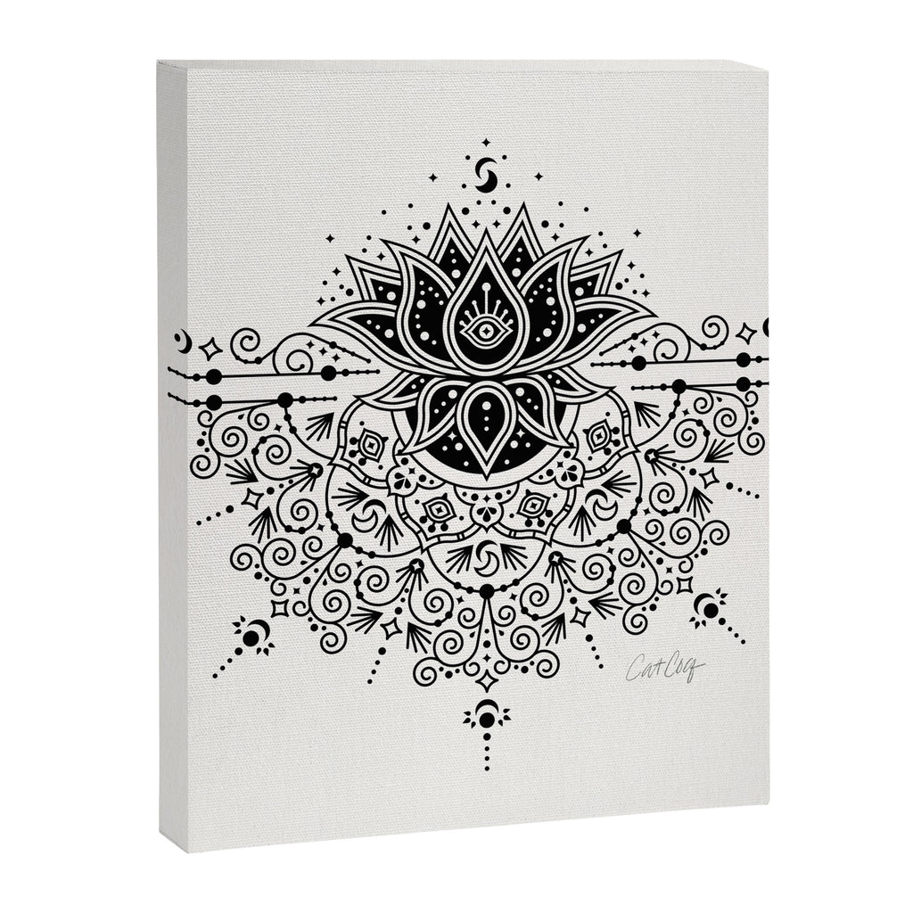 Lotus Blossom Mandala - Black Palette Canvas Print Gallery Image 8