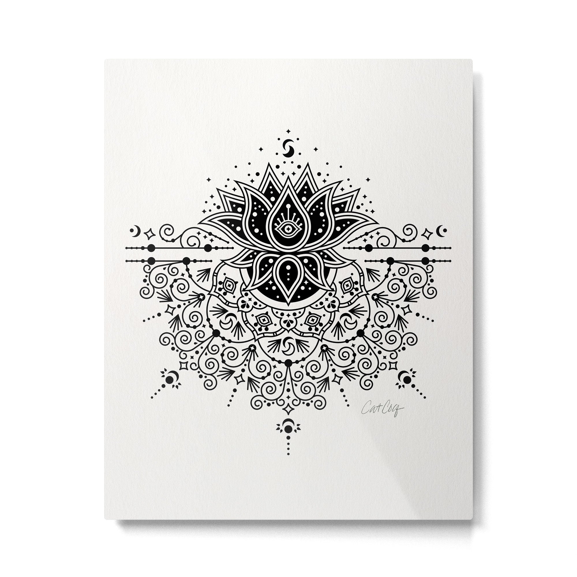 Lotus Blossom Mandala - Black Palette Metal Print Gallery Image 6