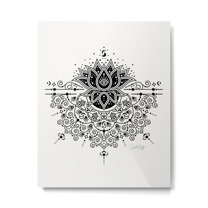 Lotus Blossom Mandala - Black Palette Metal Print Gallery Image 1
