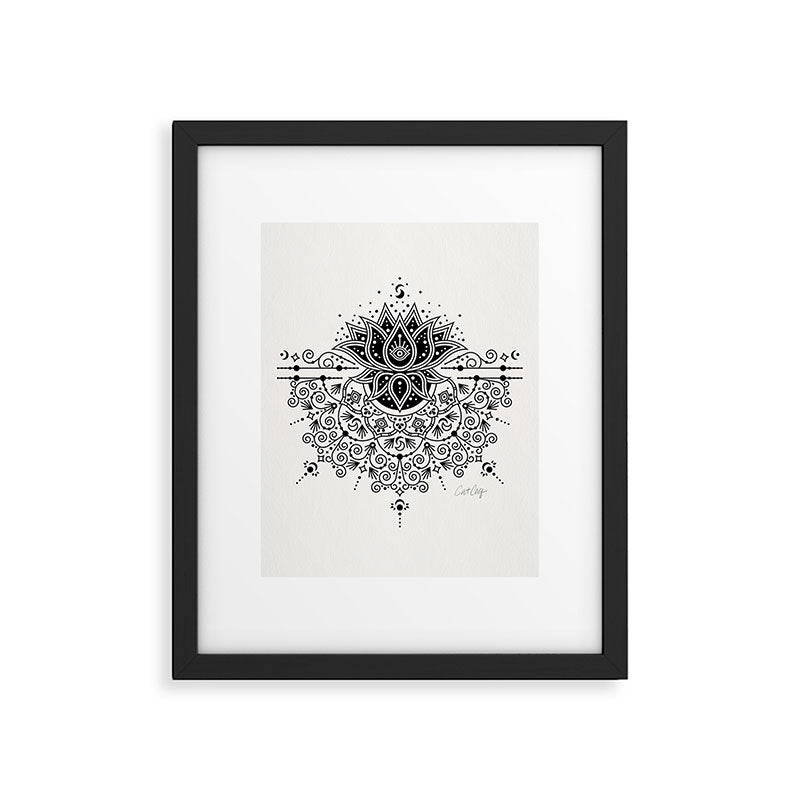 Lotus Blossom Mandala - Black Palette Framed Art Print Gallery Image 6