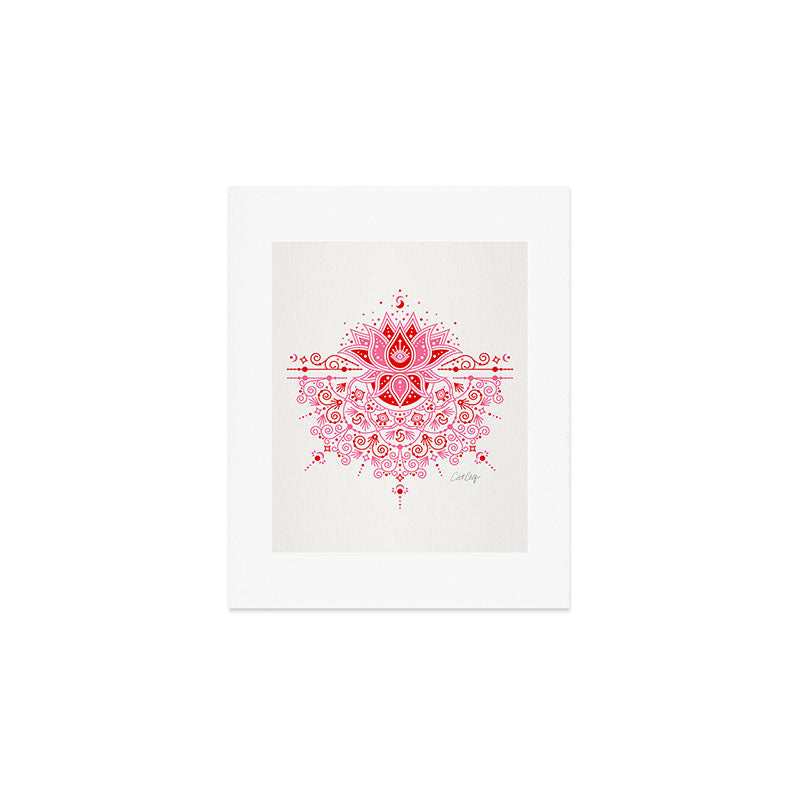 Lotus Blossom Mandala - Red & Pink Palette Art Print Gallery Image 1