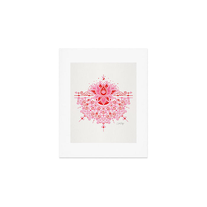 Lotus Blossom Mandala - Red & Pink Palette Art Print Gallery Image 1