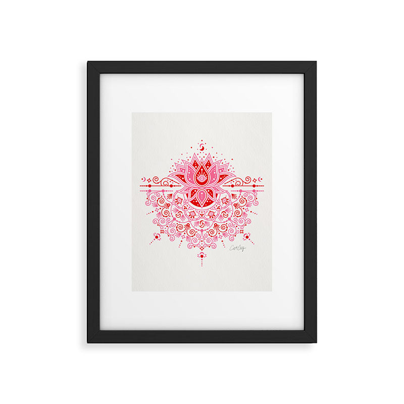 Lotus Blossom Mandala - Red & Pink Palette Framed Art Print Gallery Image 6