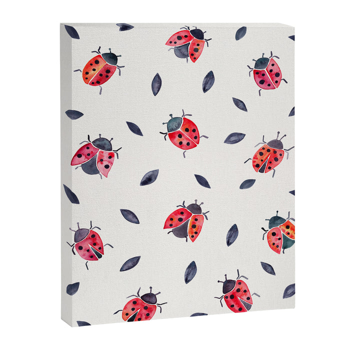 Lucky Ladybugs & Black Leaves Canvas Print Gallery Image 1