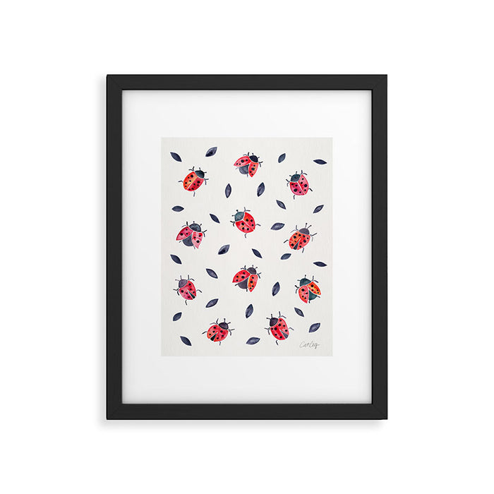 Lucky Ladybugs & Black Leaves Framed Art Print Gallery Image 1