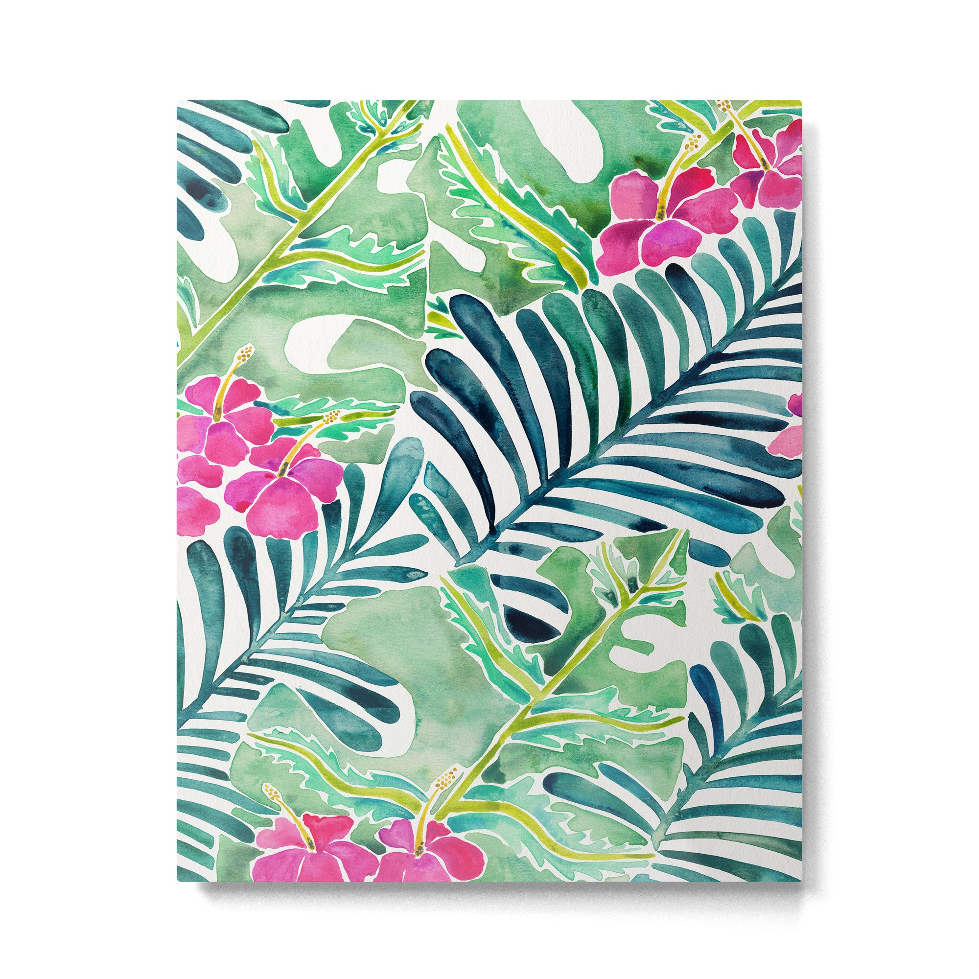 Lush Tropical Fronds & Hibiscus Metal Print Gallery Image 6