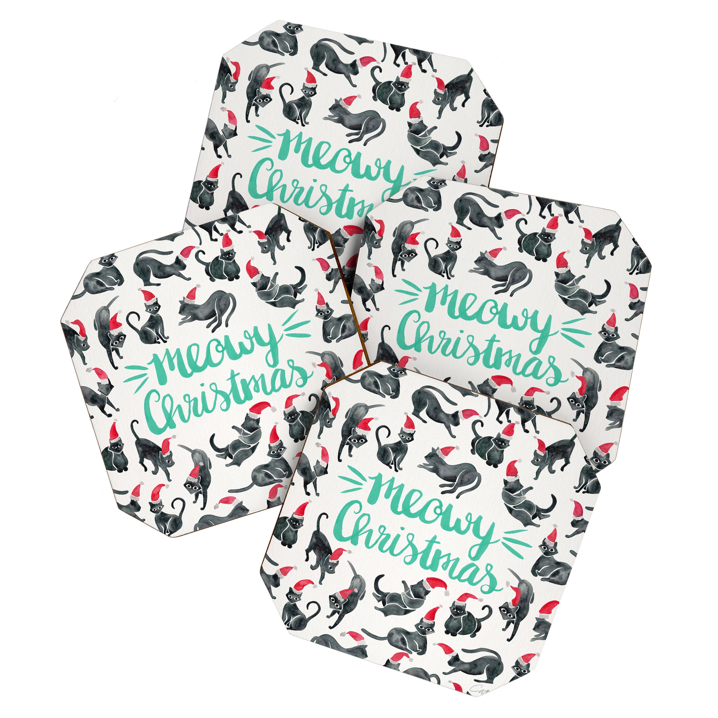 Meowy Christmas - Mint Type Coaster Gallery Image 1
