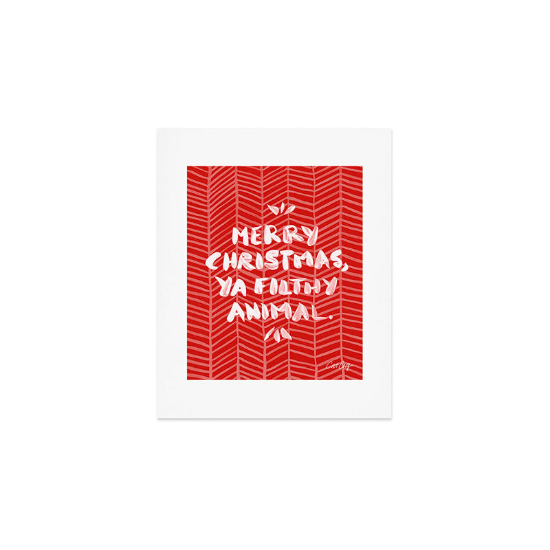 Merry Christmas, Ya Filthy Animal - Red Art Print Gallery Image 1