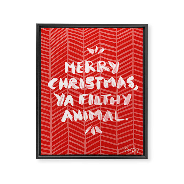 Merry Christmas, Ya Filthy Animal - Red Framed Canvas Print Gallery Image 1
