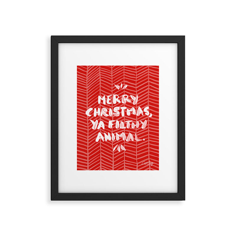 Merry Christmas, Ya Filthy Animal - Red Framed Art Print Gallery Image 6