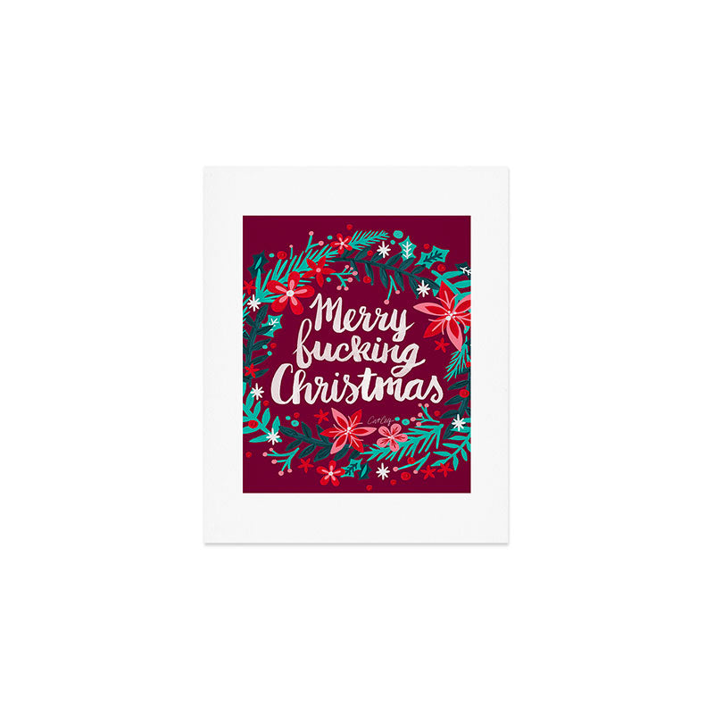 Merry F*cking Christmas - Maroon Art Print Gallery Image 1