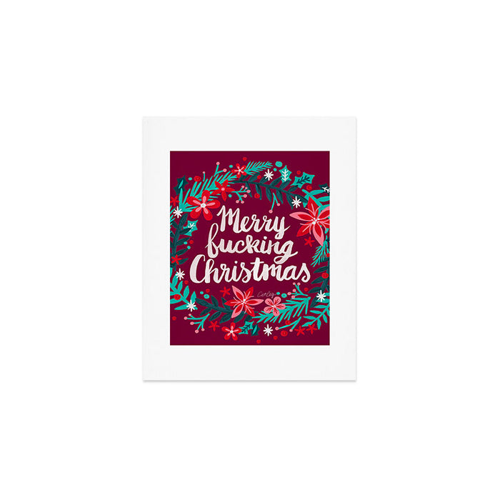 Merry F*cking Christmas - Maroon Art Print Gallery Image 1