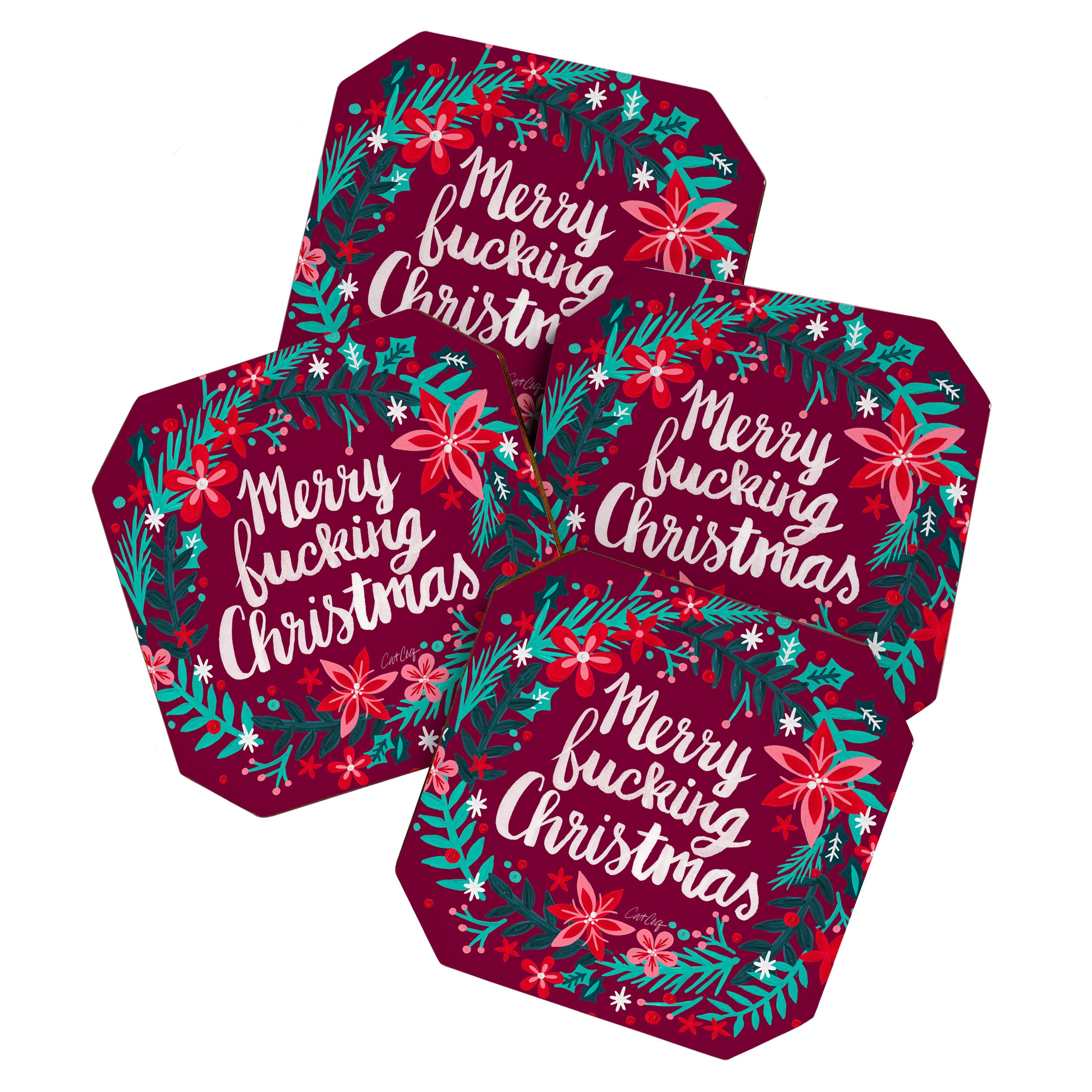Merry F*cking Christmas - Maroon Coaster Gallery Image 1