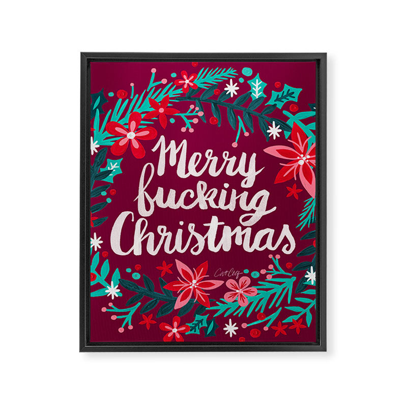 Merry F*cking Christmas - Maroon Framed Canvas Print Gallery Image 6