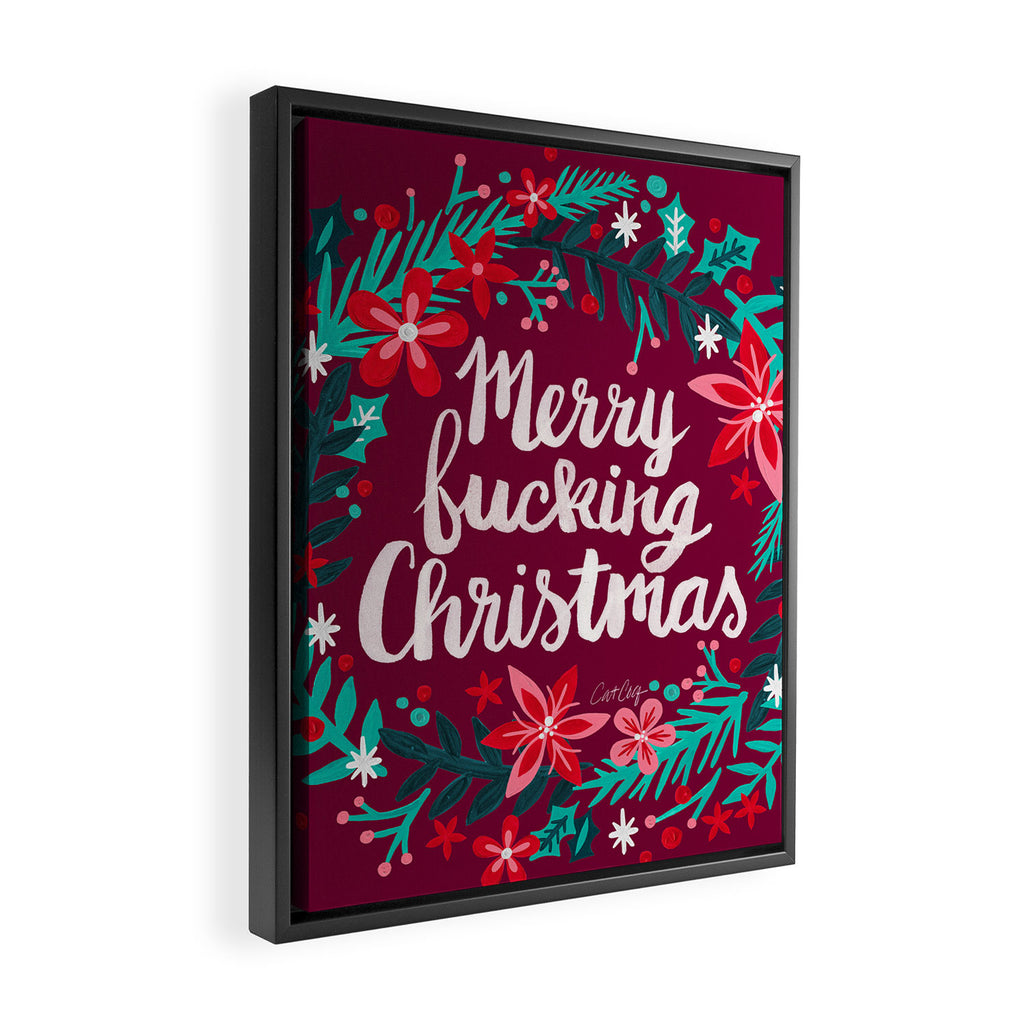 Merry F*cking Christmas - Maroon Framed Canvas Print Gallery Image 2