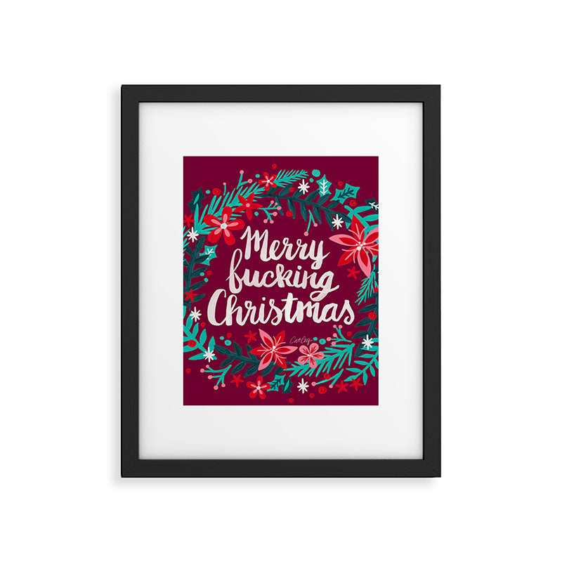 Merry F*cking Christmas - Maroon Framed Art Print Gallery Image 5