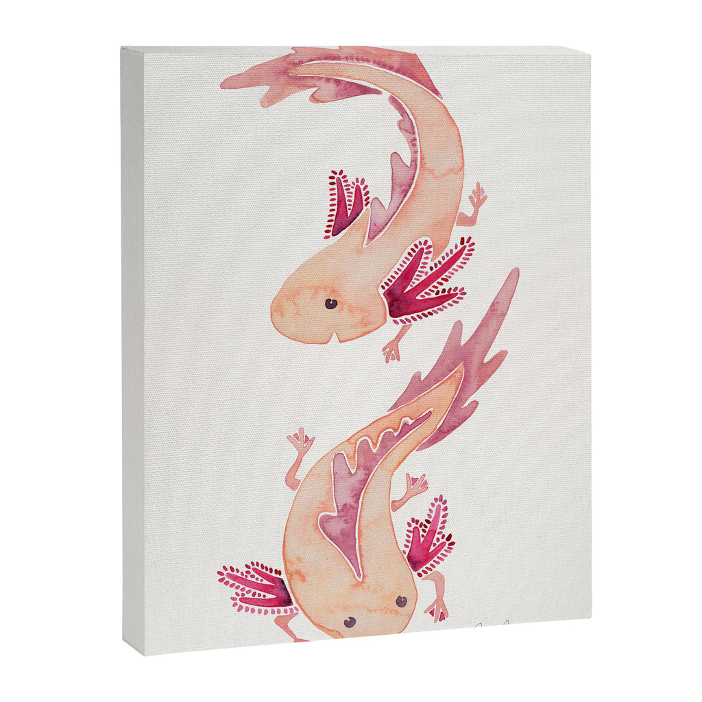 Mexican Axolotls Watercolor Canvas Print Gallery Image 8