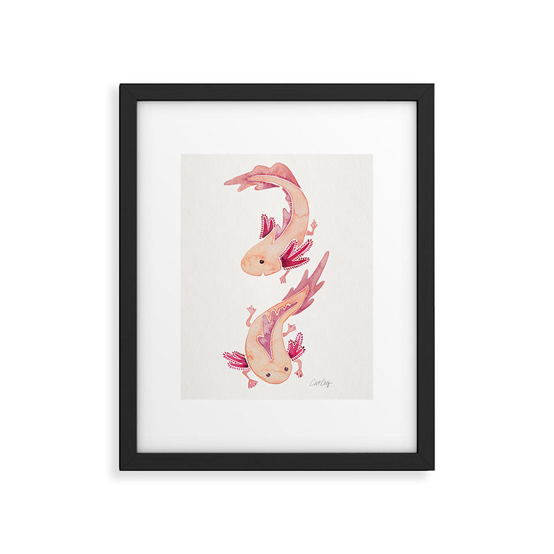 Mexican Axolotls Watercolor Framed Art Print Gallery Image 4
