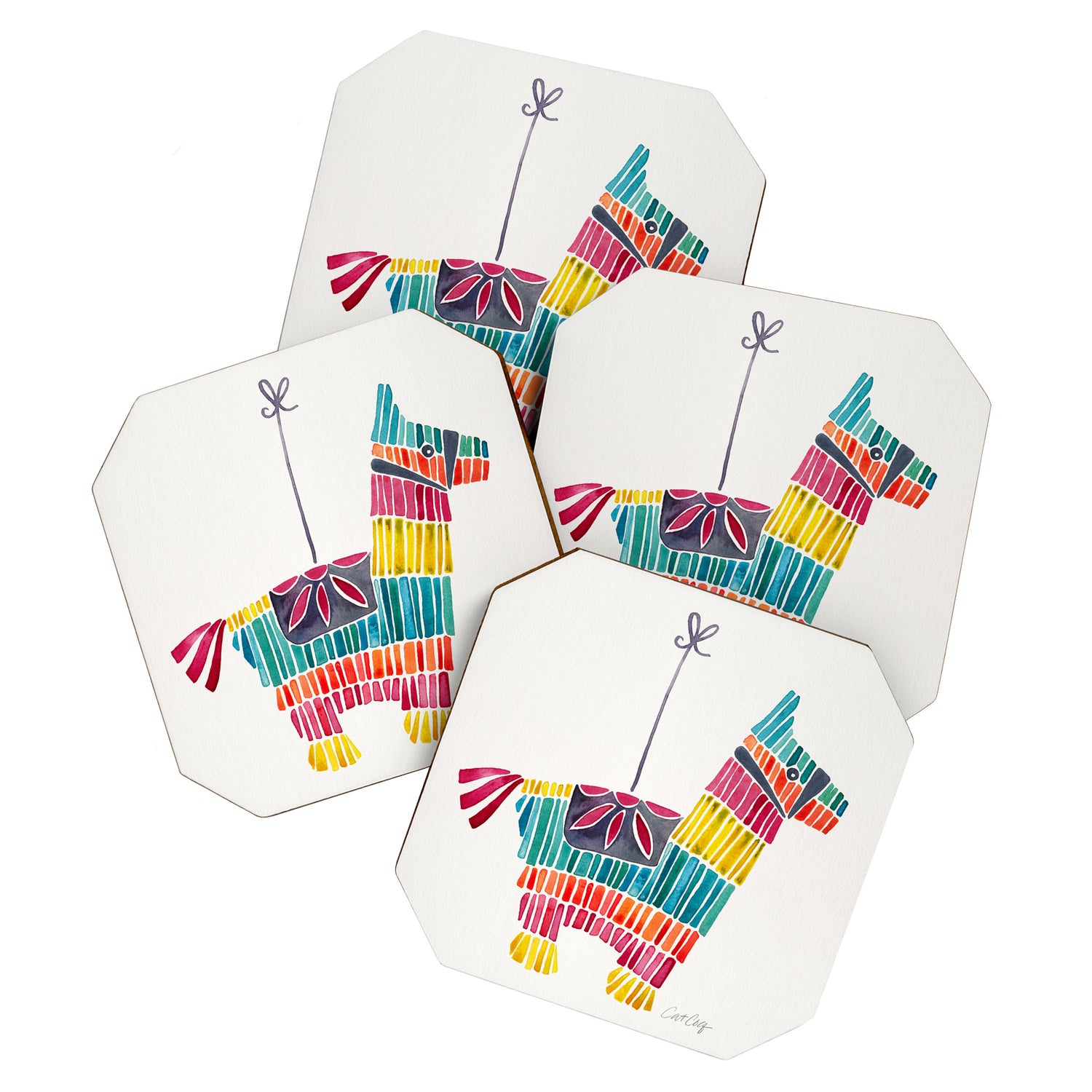Mexican Donkey PinÌata â CMYK Palette Coaster Gallery Image 1