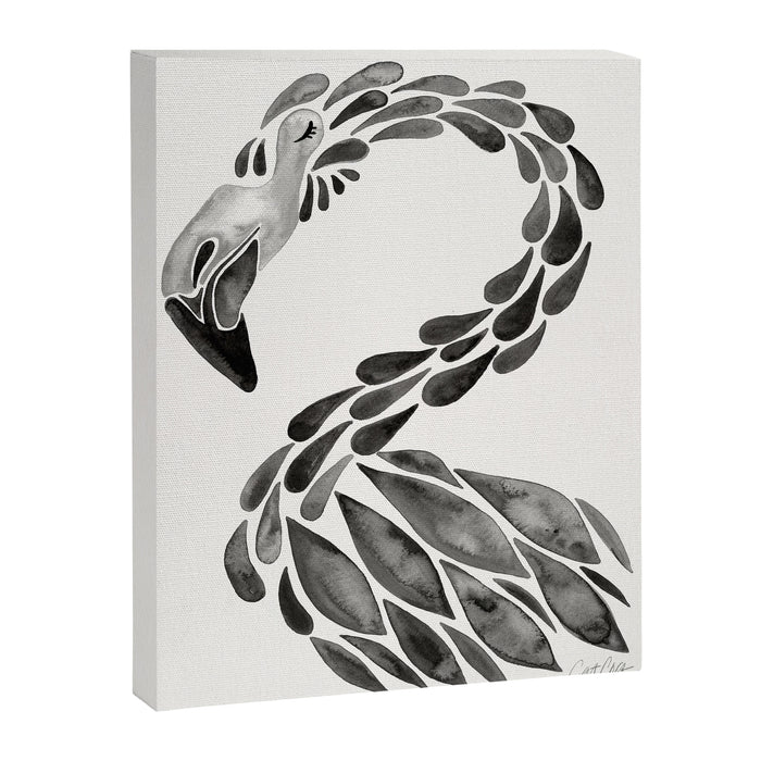 Miami Flamingo - Black Ink Canvas Print Gallery Image 1