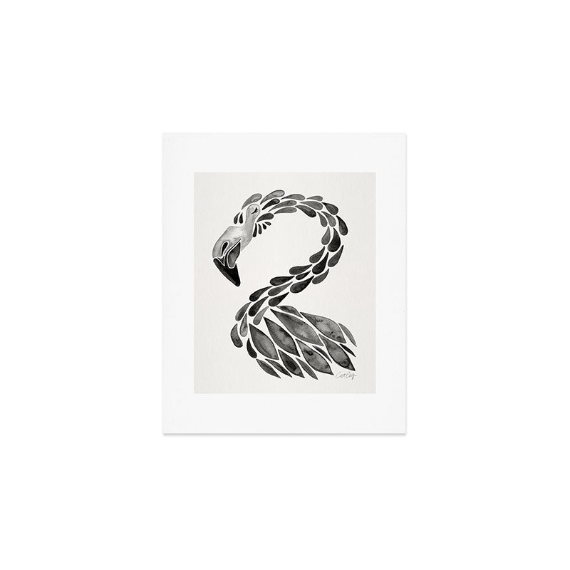 Miami Flamingo - Black Ink Art Print Gallery Image 1