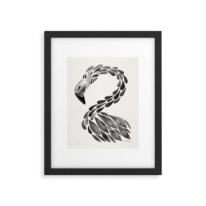 Miami Flamingo - Black Ink Framed Art Print Gallery Image 1