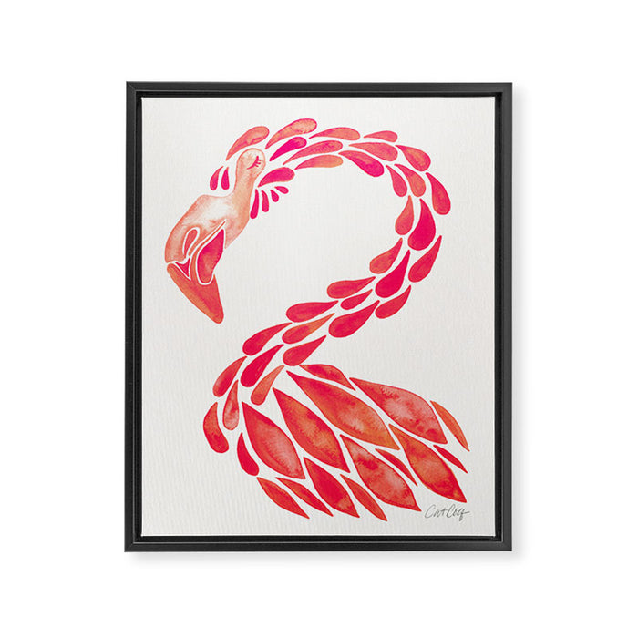 Miami Flamingo - Pink OmbrÃ© Framed Canvas Print Gallery Image 1