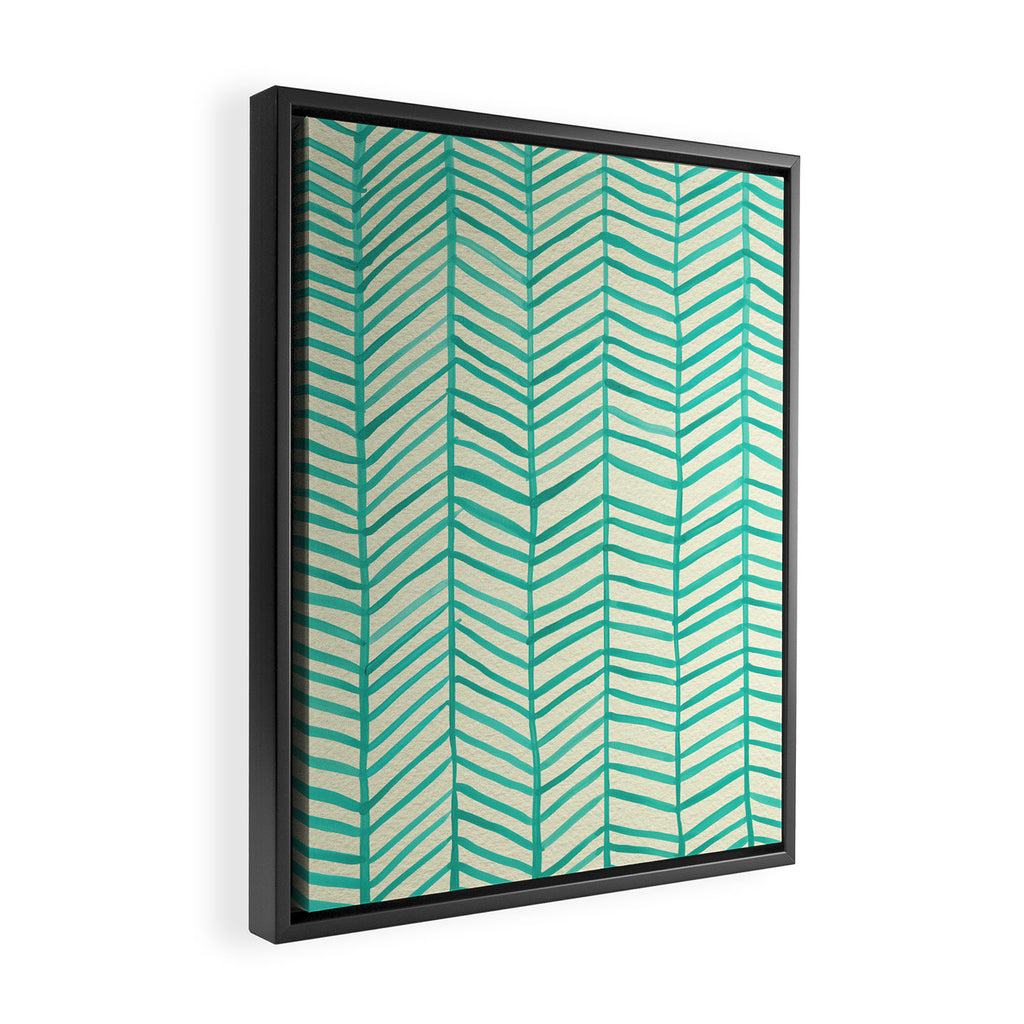 Mint Herringbone Framed Canvas Print Gallery Image 2