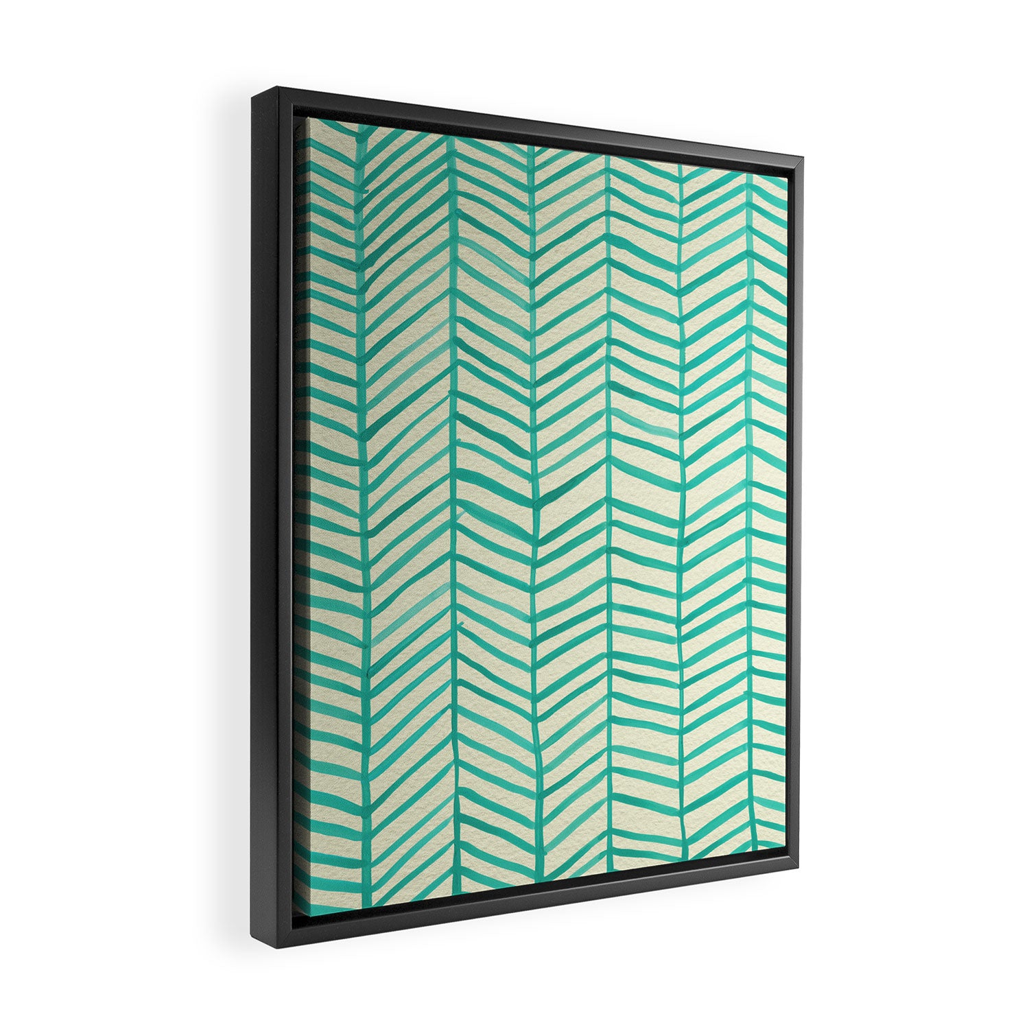 Mint Herringbone Framed Canvas Print Gallery Image 2