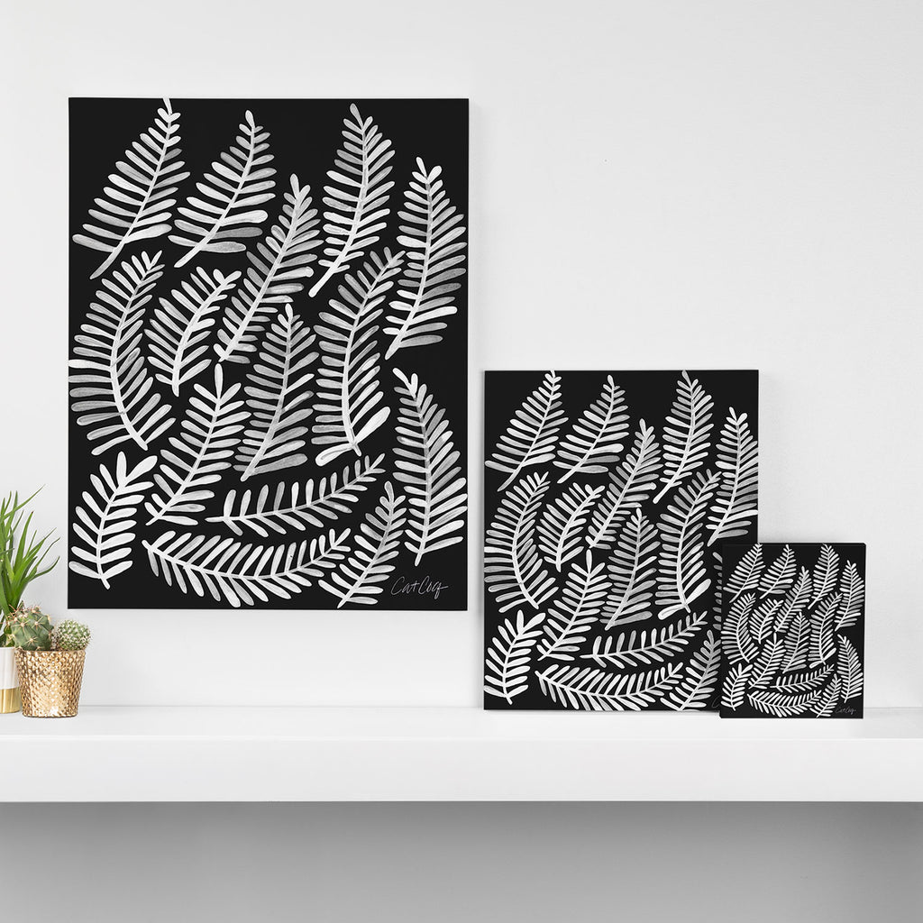 Modern Fronds - White on Black Palette Canvas Print Gallery Image 3
