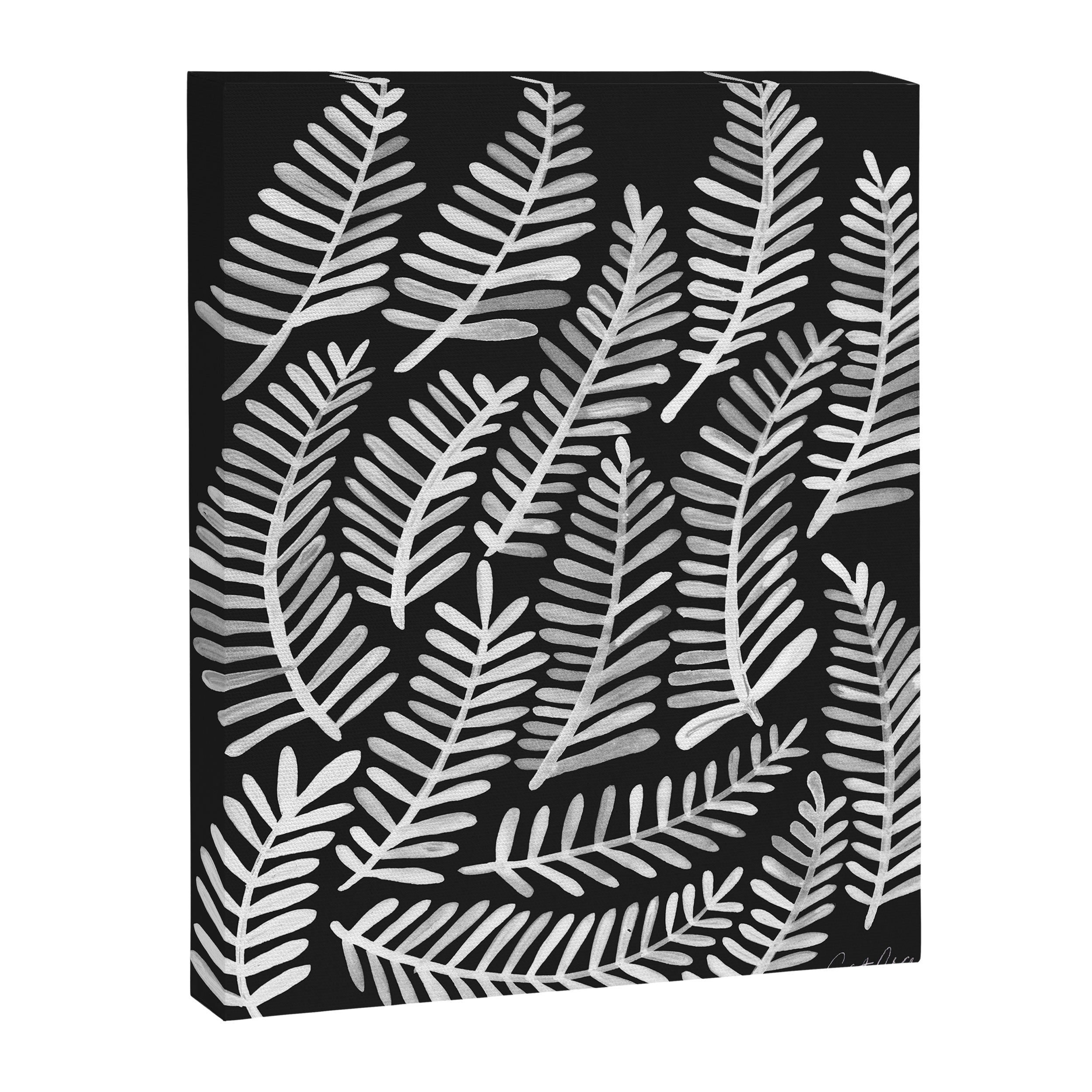 Modern Fronds - White on Black Palette Canvas Print Gallery Image 8