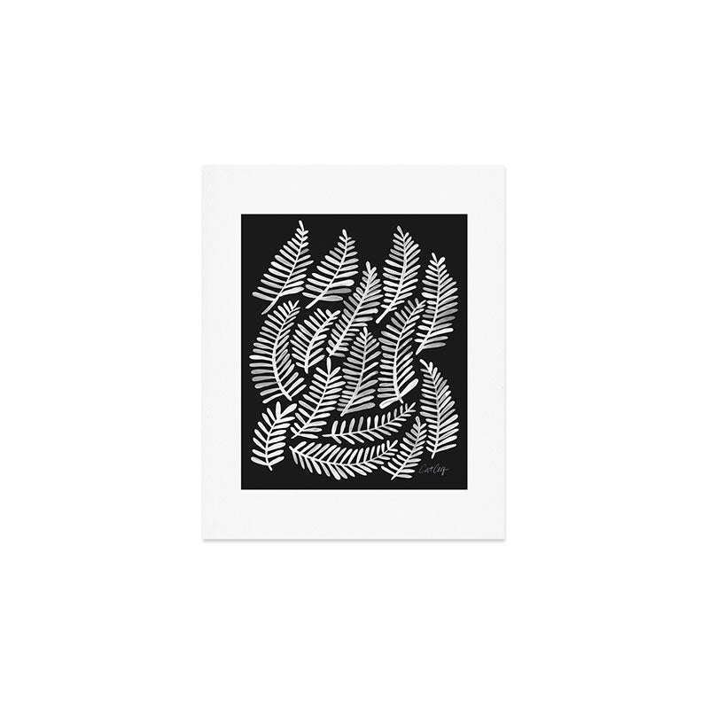 Modern Fronds - White on Black Palette Art Print Gallery Image 1