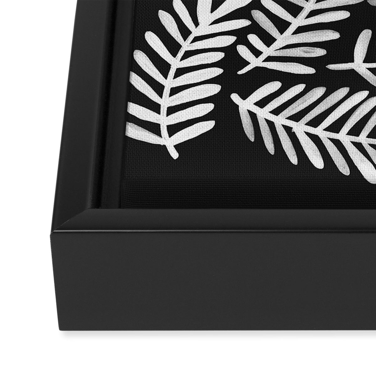 Modern Fronds - White on Black Palette Framed Canvas Print Gallery Image 3