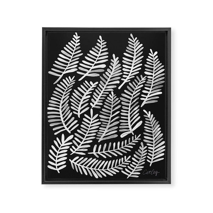 Modern Fronds - White on Black Palette Framed Canvas Print Gallery Image 1