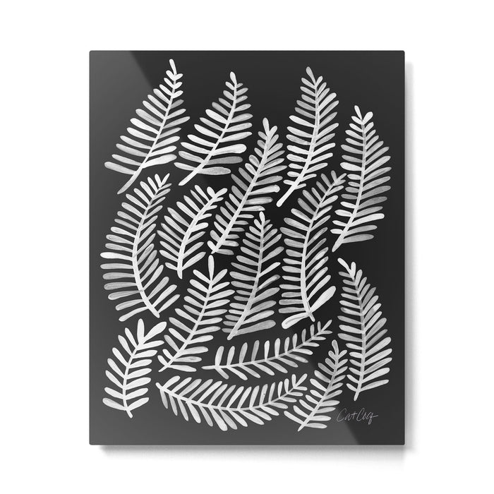 Modern Fronds - White on Black Palette Metal Print Gallery Image 1