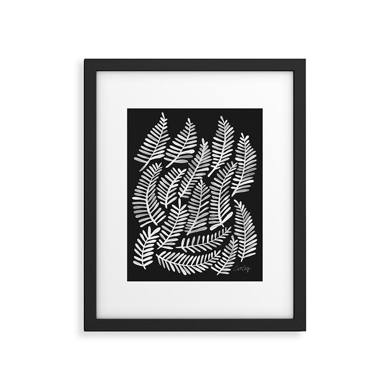 Modern Fronds - White on Black Palette Framed Art Print Gallery Image 6
