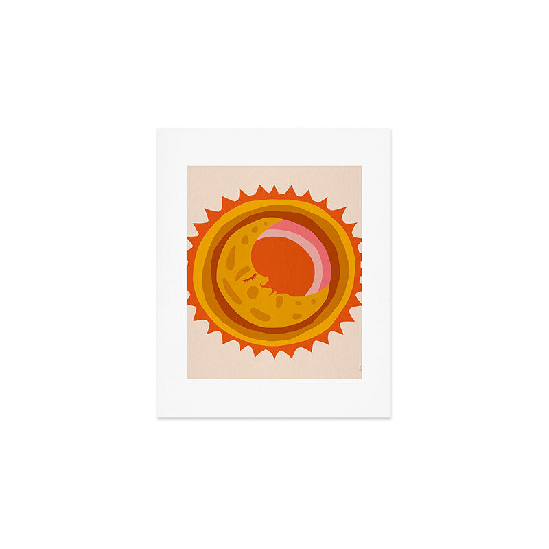 Moon Glow - Retro Ochre Art Print Gallery Image 1